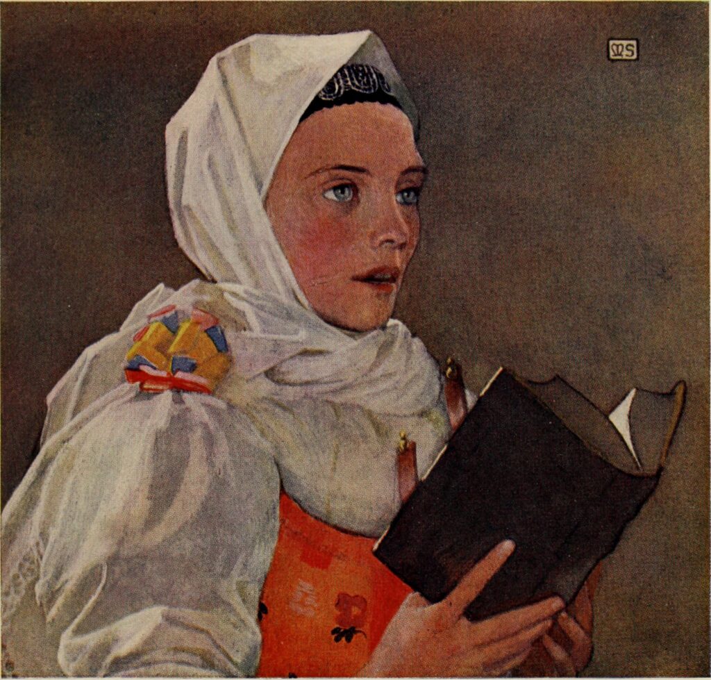 SLOVAK WOMAN SINGING A HYMN (1909) - Marianne Stokes Tablo