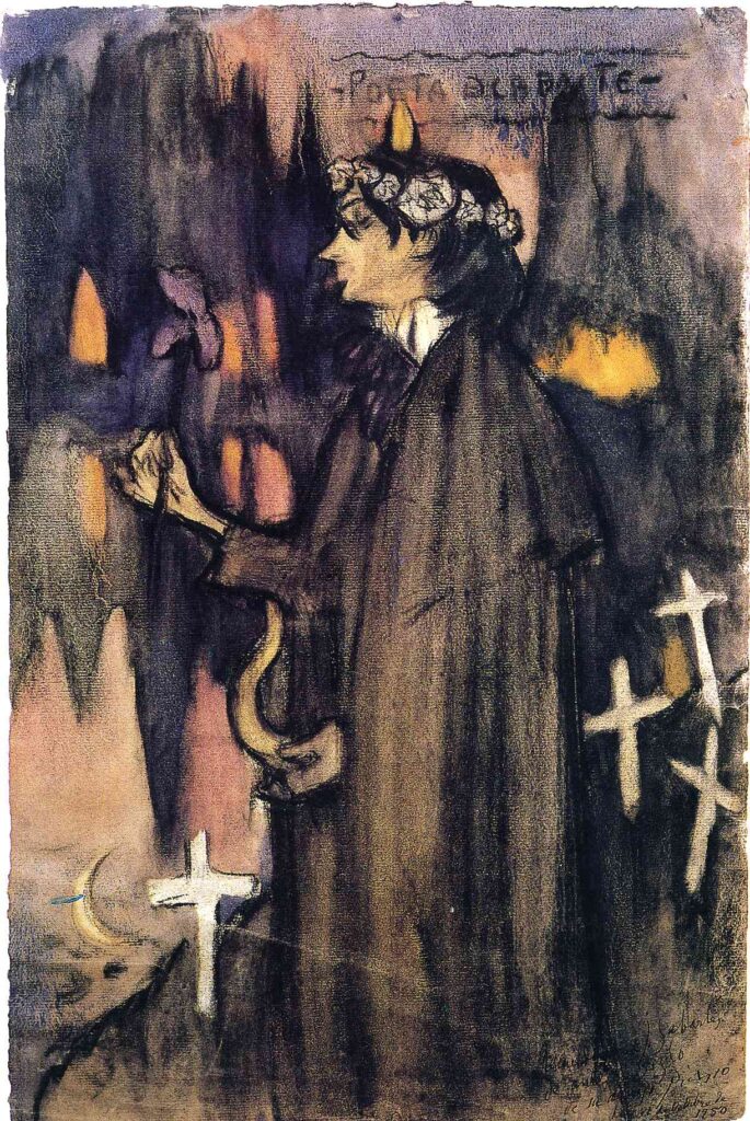 Sabartes as decadent poet (1900) - Pablo Picasso Tablo