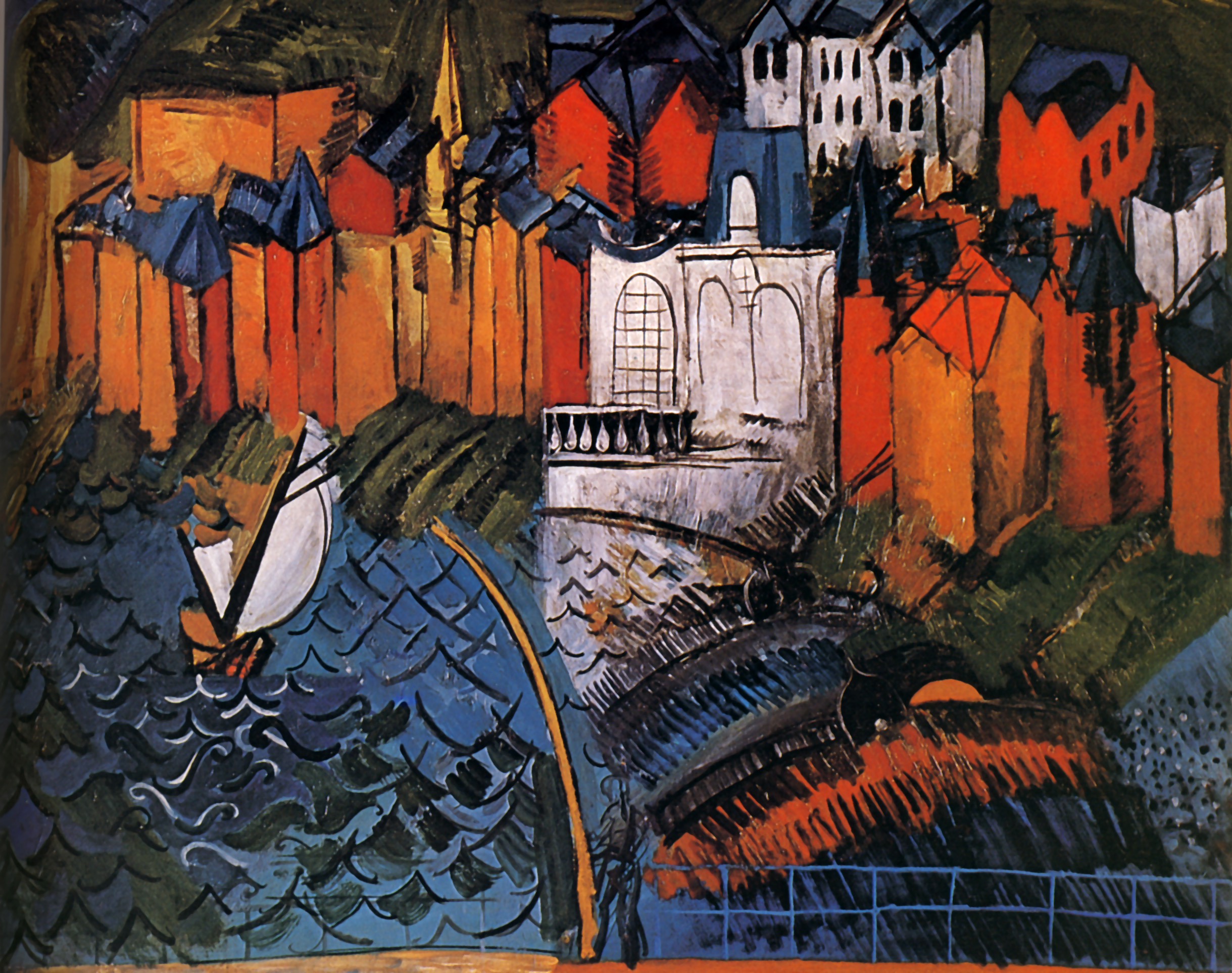 Sailboat at Sainte Adresse (1912) - Raoul Dufy Tablo