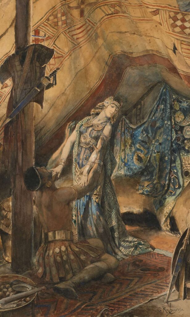 Salammbô Venue Chercher Le Zaïmph Repousse Maâtho Qui Lui Déclare Son Amour - Georges Rochegrosse Tablo