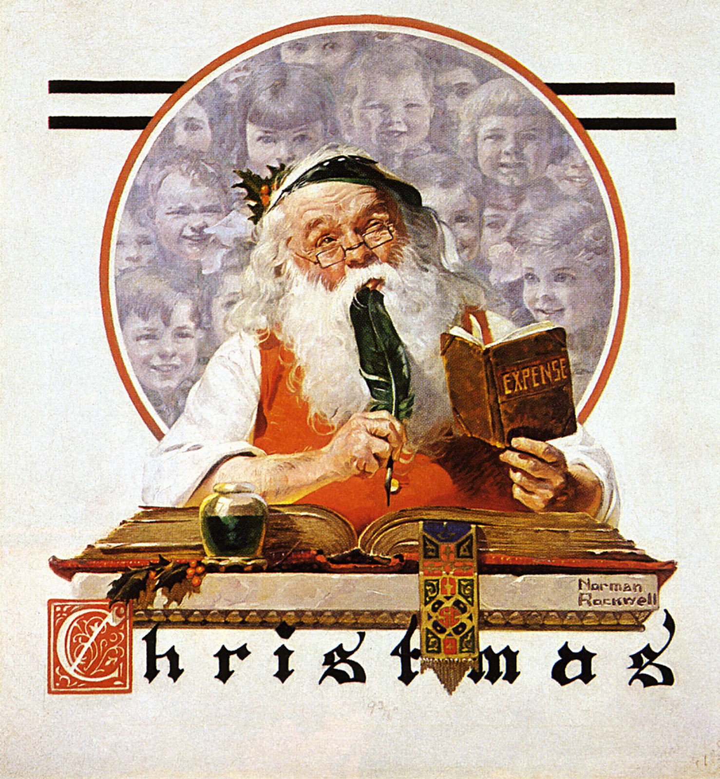 Santa and Expense Book (1920) - Norman Rockwell Tablo
