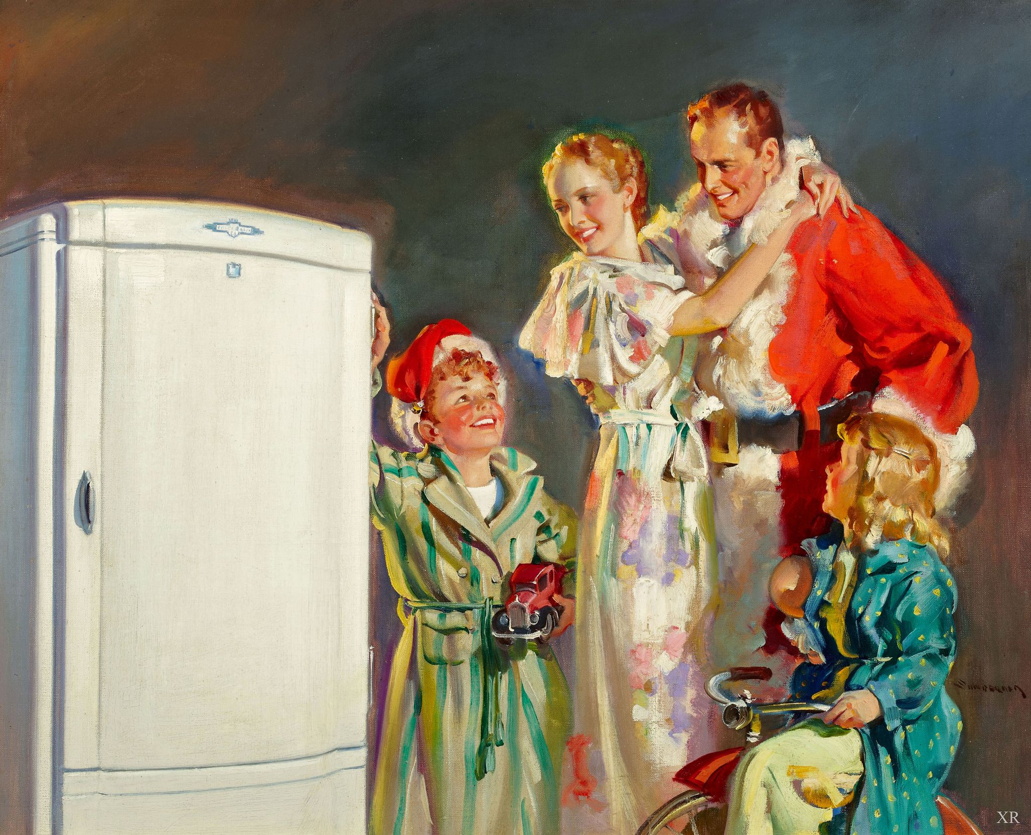 Santa and the new refrigerator - Haddon Sundblom Tablo