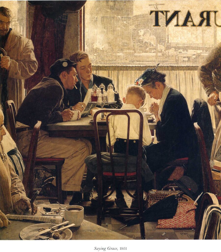 Saying Grace (1951) - Norman Rockwell Tablo