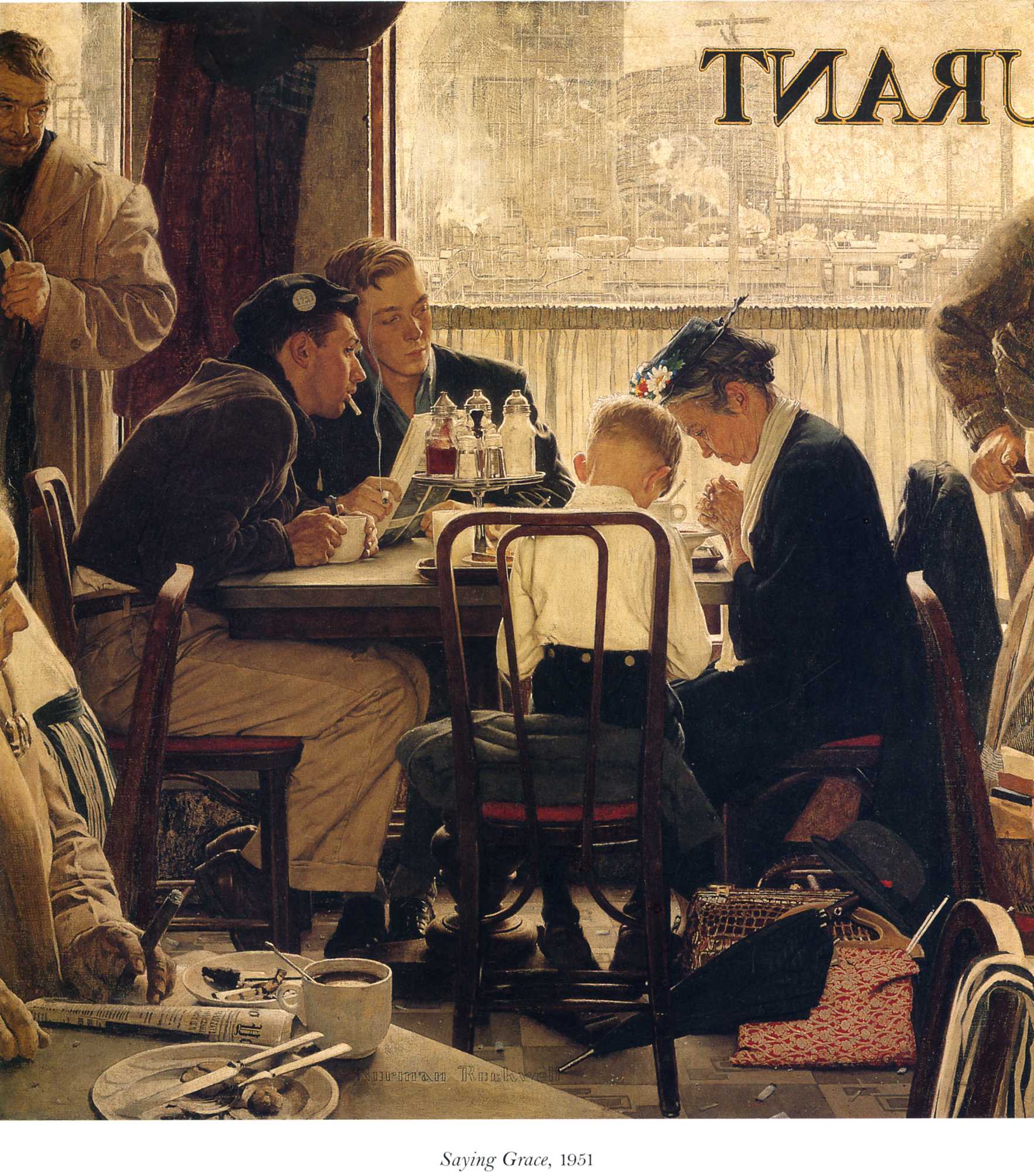 Saying Grace (1951) - Norman Rockwell Tablo