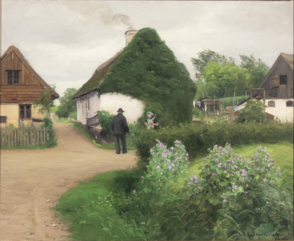 Scenery from a Village with Persons in Conversation (1923) - Hans Andersen Brendekilde Tablo