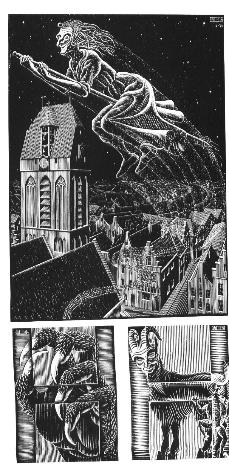 Scholastica (Flying Witch) (1931) – M. C. Escher Tablo