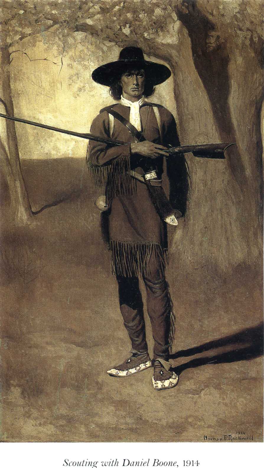 Scouting with Daniel Boone (1914) - Norman Rockwell Tablo