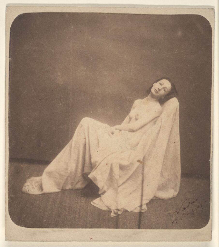 Seated Model, Partially Draped (1856) - Félix Nadar Tablo