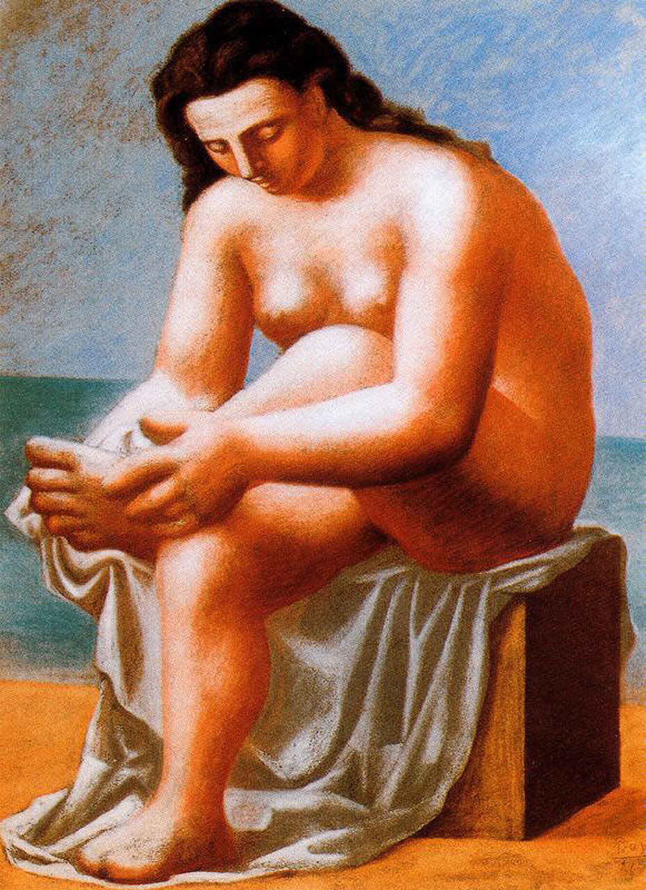 Seated Nude drying her feet (1921) - Pablo Picasso Tablo
