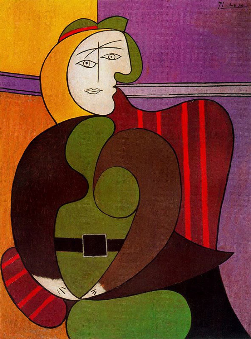 Seated Woman in a Red Armchair (1931) - Pablo Picasso Tablo