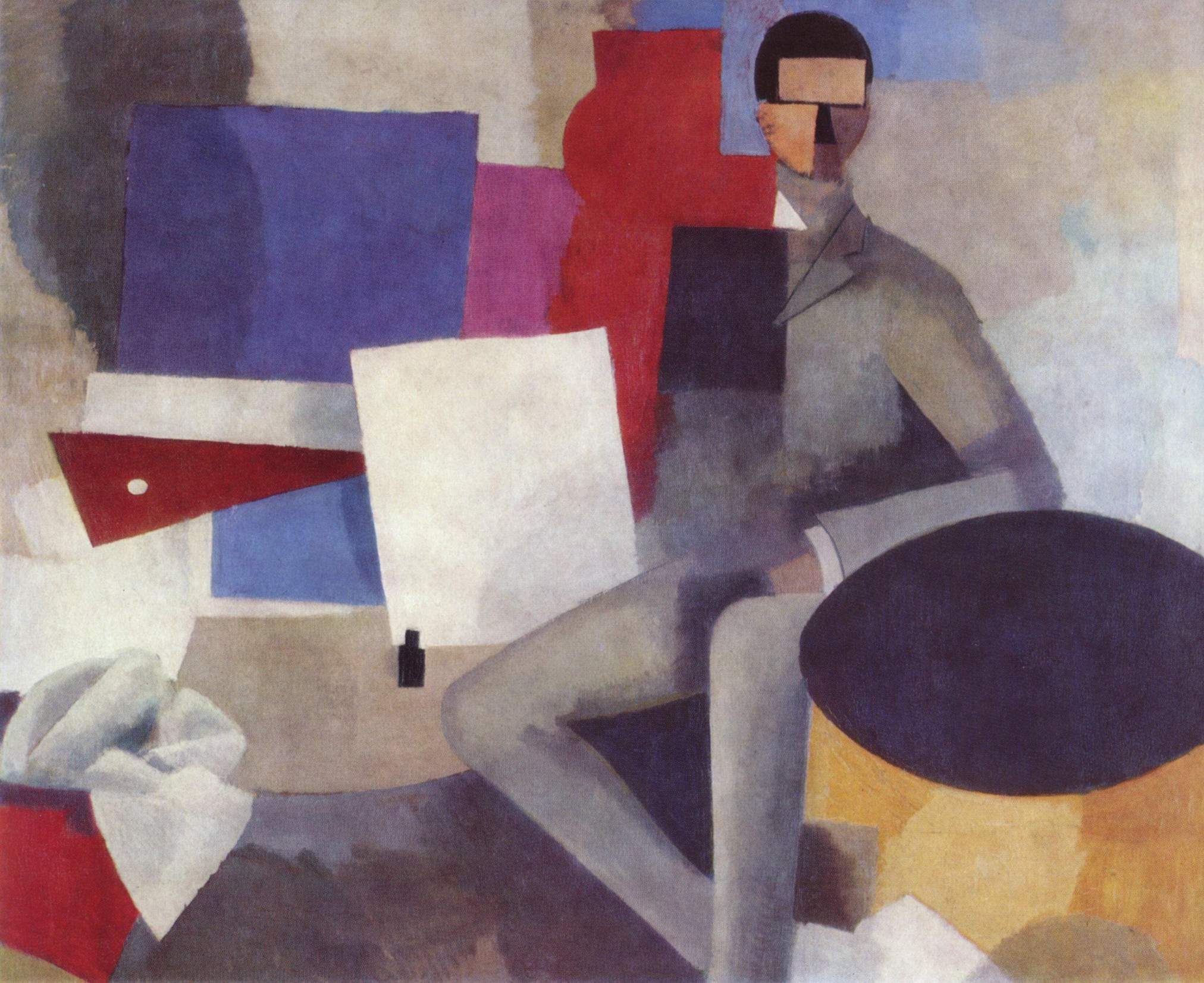 Seated man (1914) - Roger de La Fresnaye Tablo