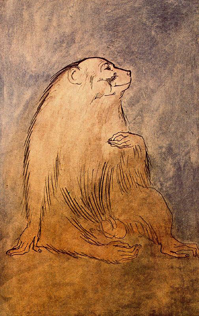 Seated monkey (1905) - Pablo Picasso Tablo