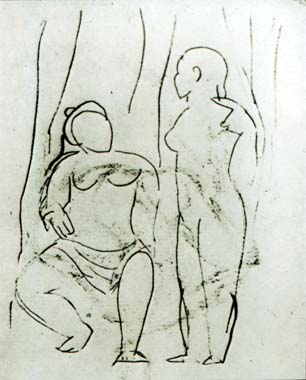 Seated nude and standing nude (1906) - Pablo Picasso Tablo