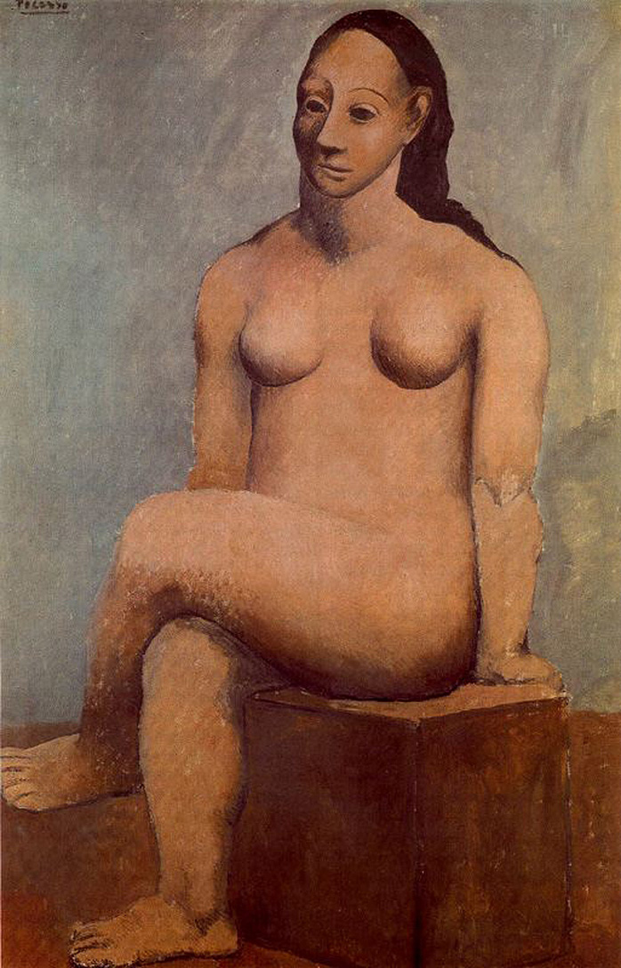 Seated nude with her legs crossed (1906) - Pablo Picasso Tablo