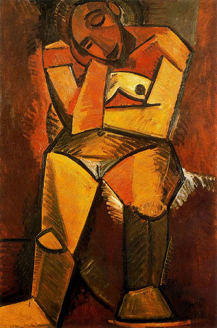 Seated woman (1908) - Pablo Picasso Tablo
