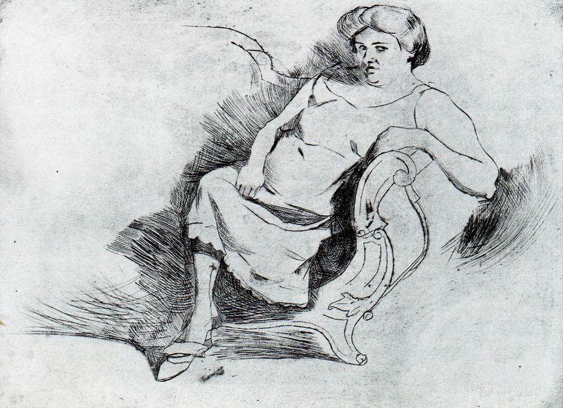 Seated woman (1908) – Umberto Boccioni Tablo