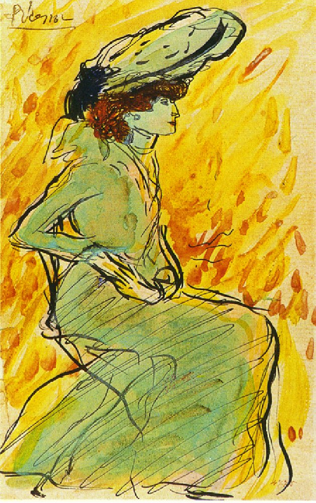 Seated woman in green (1901) - Pablo Picasso Tablo