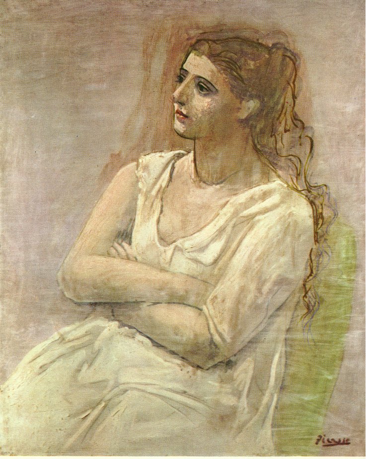 Seated woman with her arms folded (Sarah Murphy) (1923) - Pablo Picasso Tablo