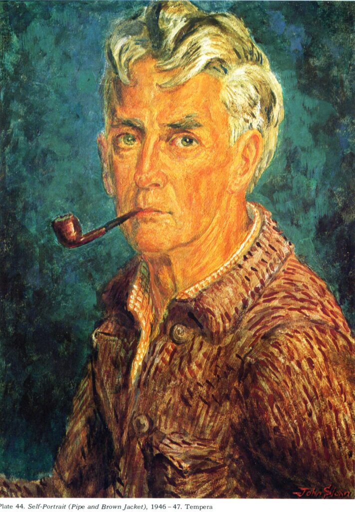 Self Portrait (Pipe and Brown Jacket) (1946) - John French Sloan Tablo