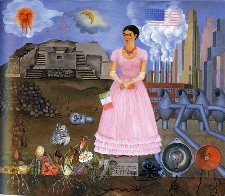 Self Portrait Along the Border Line Between Mexico and the United States (1932) – Frida Kahlo Tablo