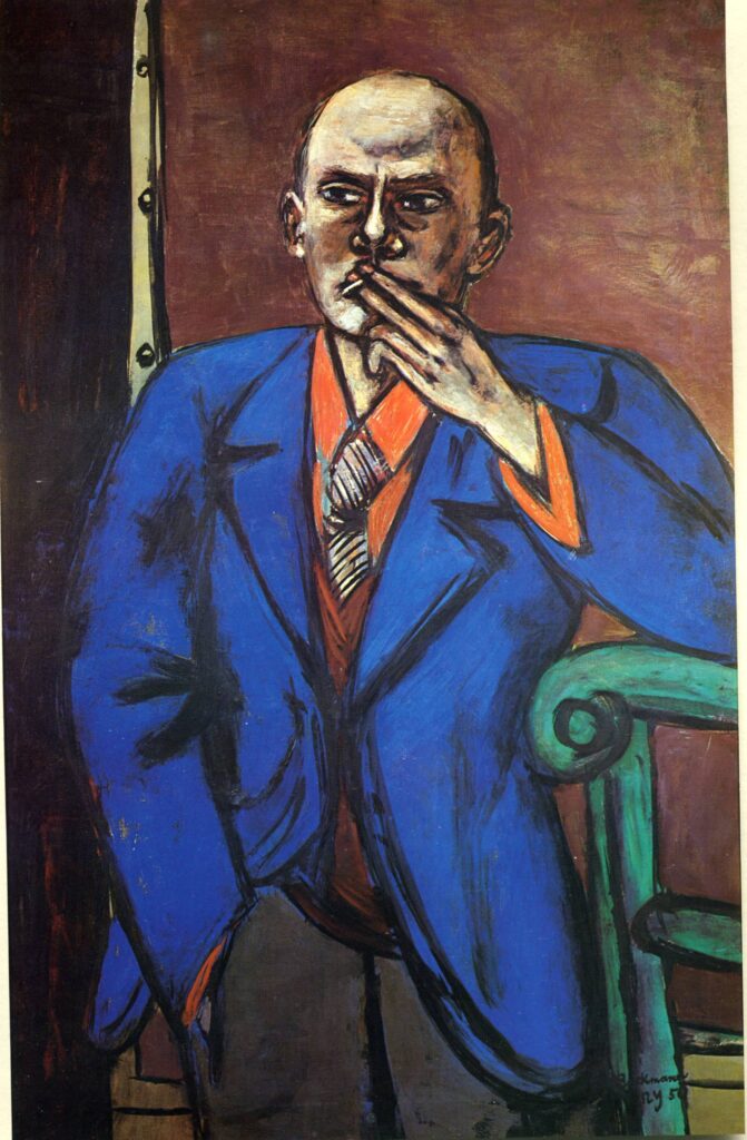 Self Portrait in Blue Jacket (1950) - Max Beckmann Tablo