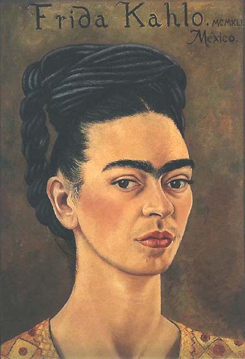 Self Portrait in Red and Gold Dress (1941) – Frida Kahlo Tablo