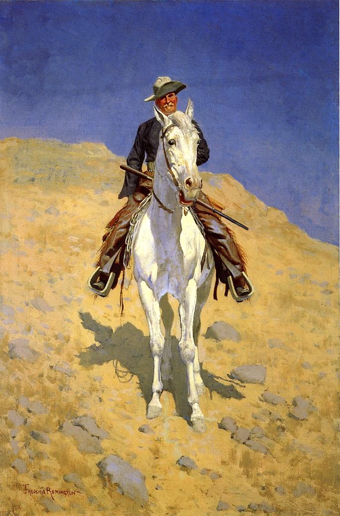 Self Portrait on a Horse (1890) - Frederic Remington Tablo
