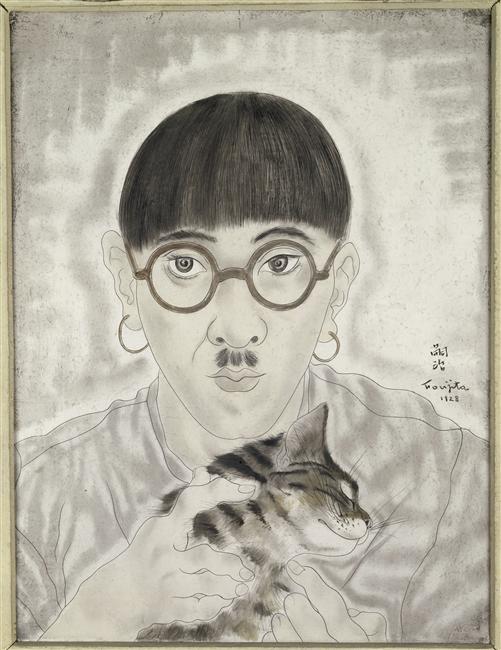Self Portrait with Cat (1928) – Tsuguharu Foujita Tablo