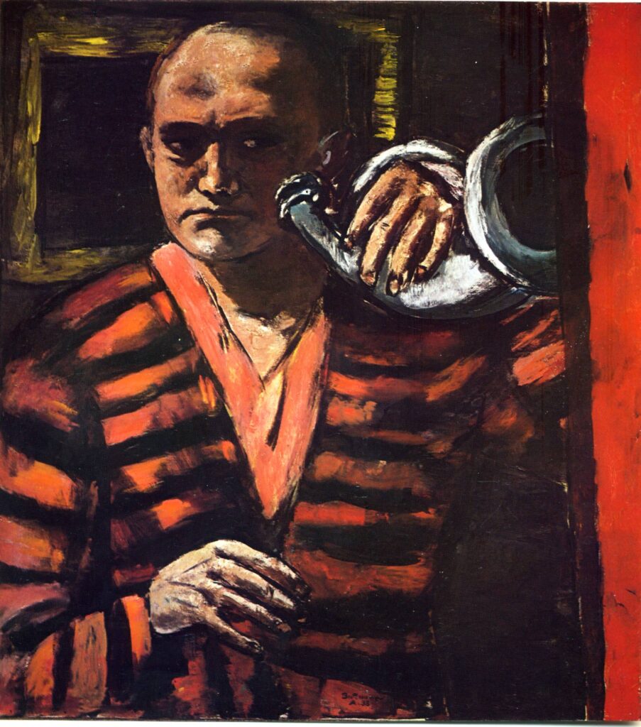 Self Portrait with Horn (1938) - Max Beckmann Tablo