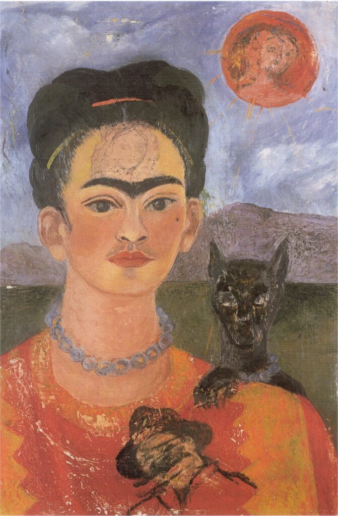 Self Portrait with a Portrait of Diego on the Breast and Maria Between the Eyebrows (1954) - Frida Kahlo Tablo