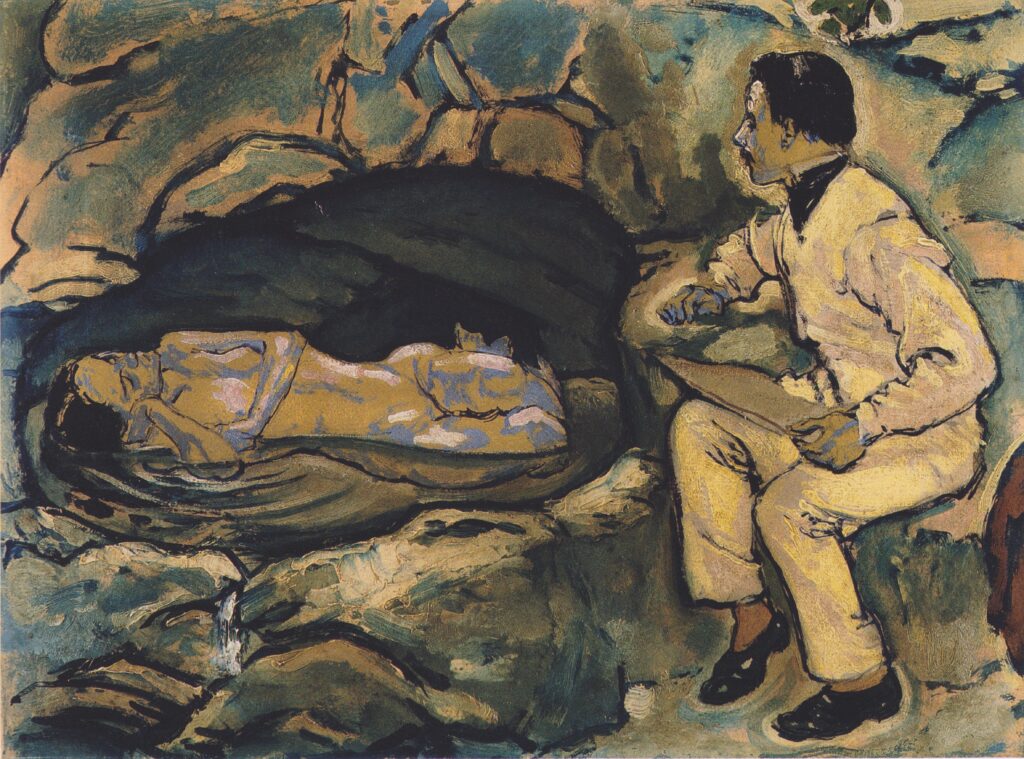 Self Portrait with mermaid (1914) - Koloman Moser Tablo