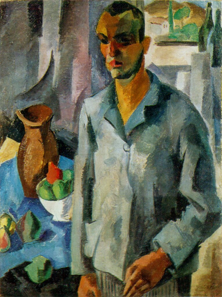 Self portrait against a window (1916) - Robert Falk Tablo