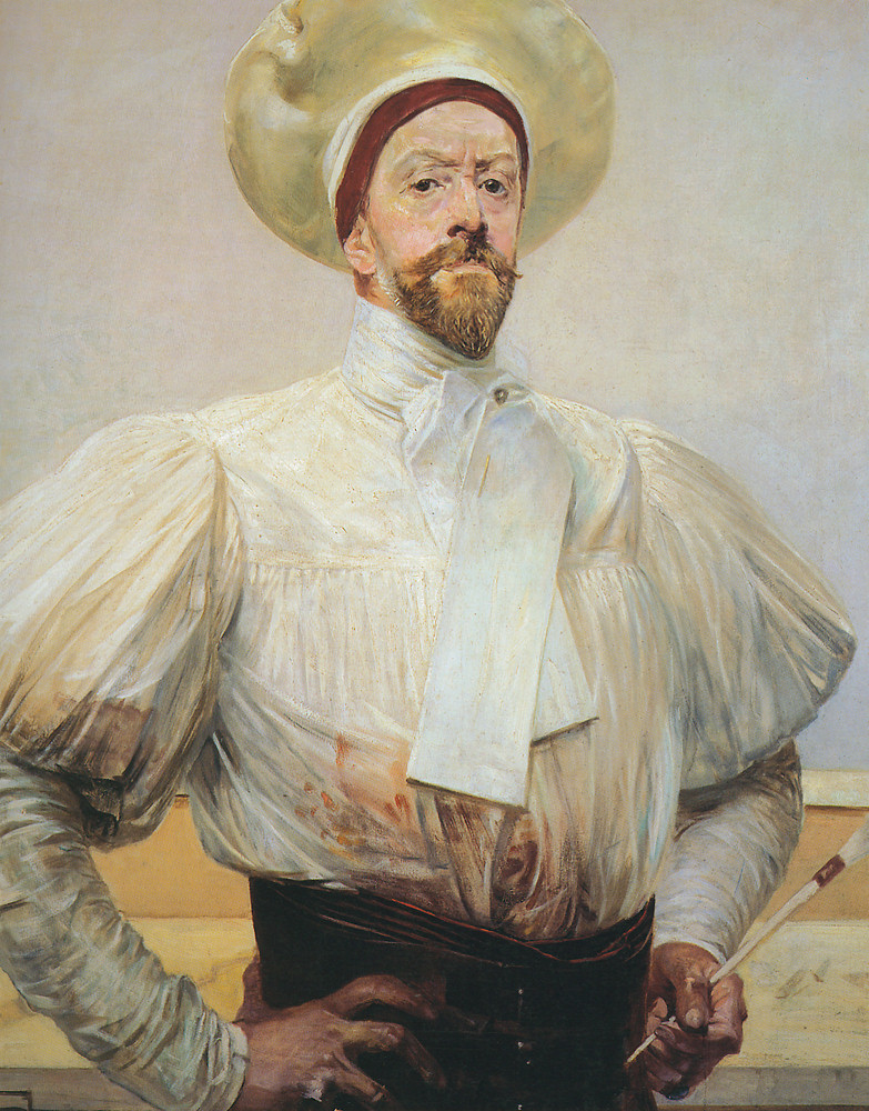 Self portrait in White Dress - Jacek Malczewski Tablo