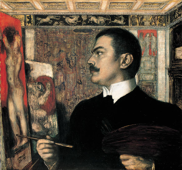 Self portrait in studio – Franz Stuck Tablo