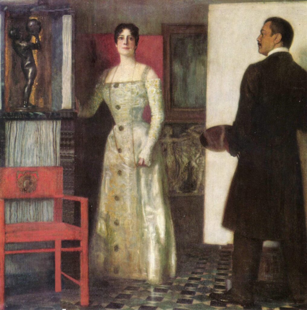 Self portrait of the painter and his wife in the studio (1902) - Franz Stuck Tablo