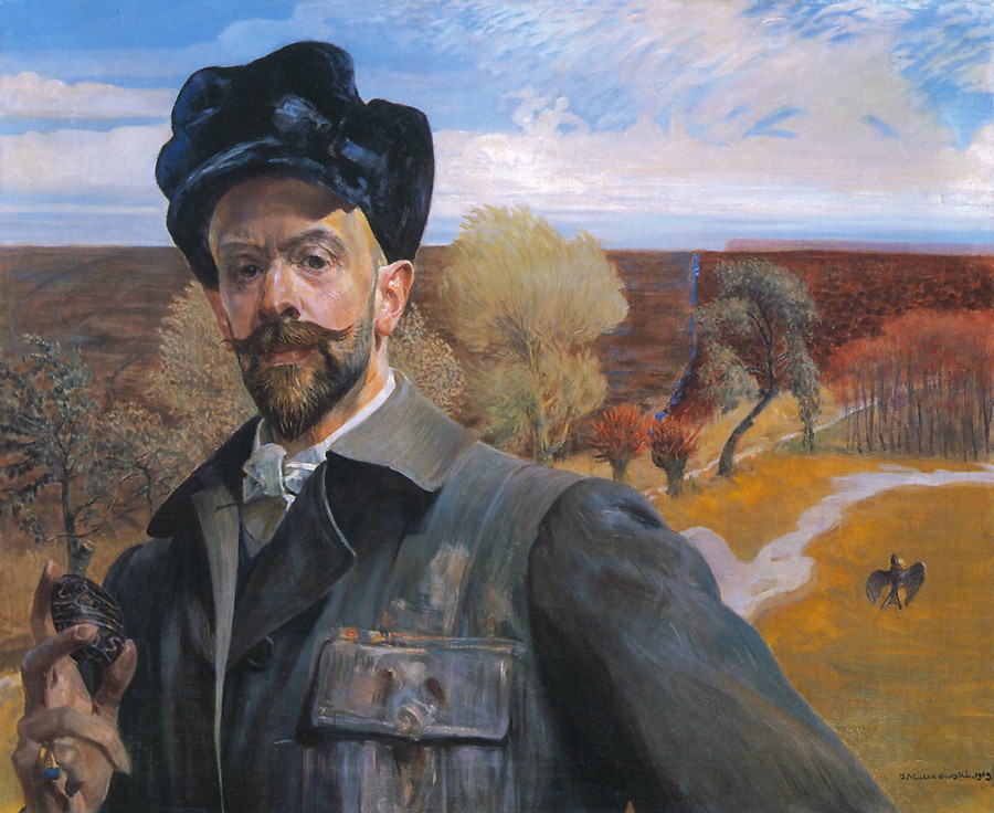Self portrait with Pisanka - Jacek Malczewski Tablo