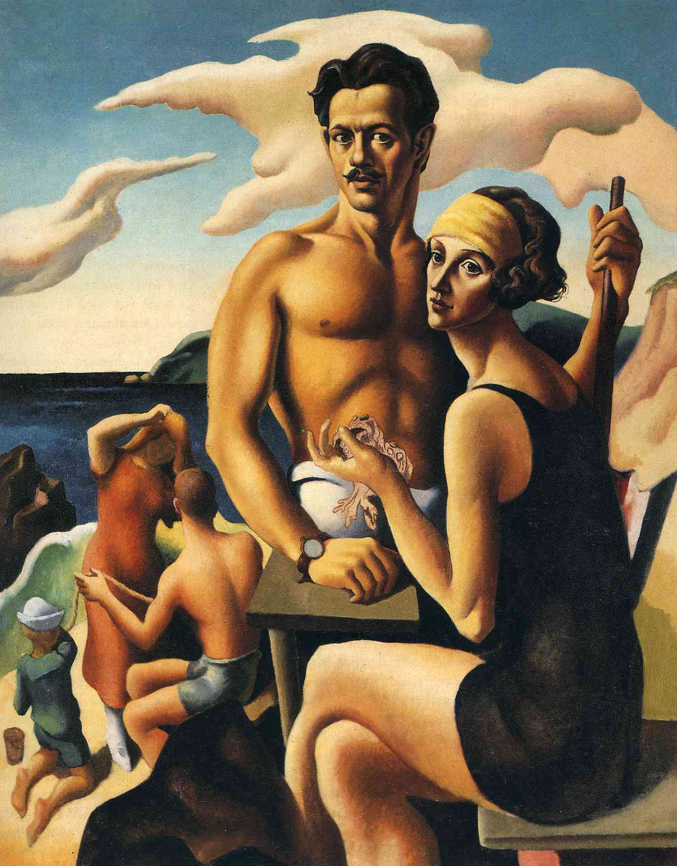 Self portrait with Rita (1922) - Thomas Hart Benton Tablo