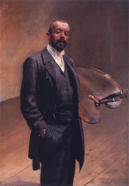 Self portrait with a palette - Jacek Malczewski Tablo