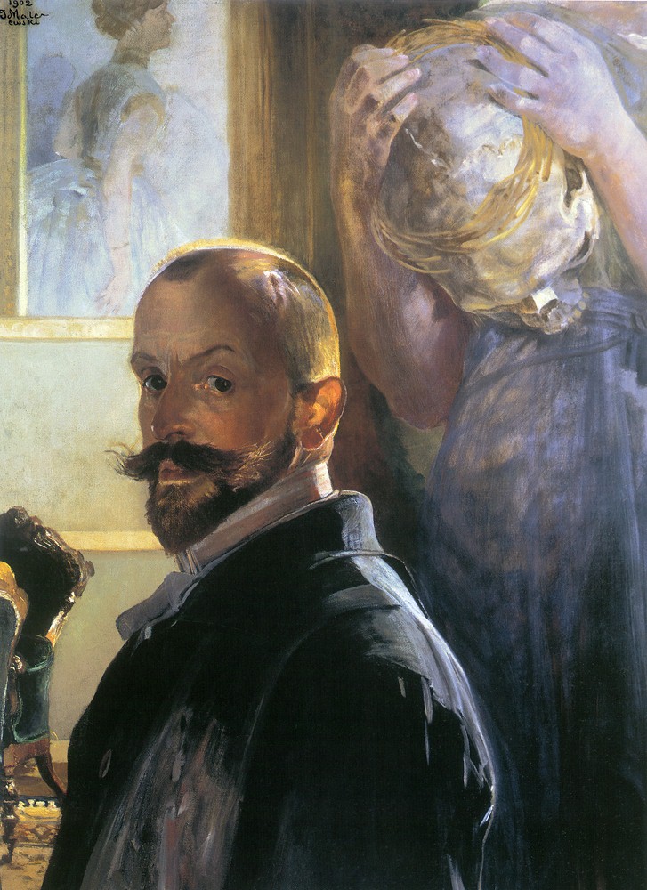 Self portrait with skull - Jacek Malczewski Tablo