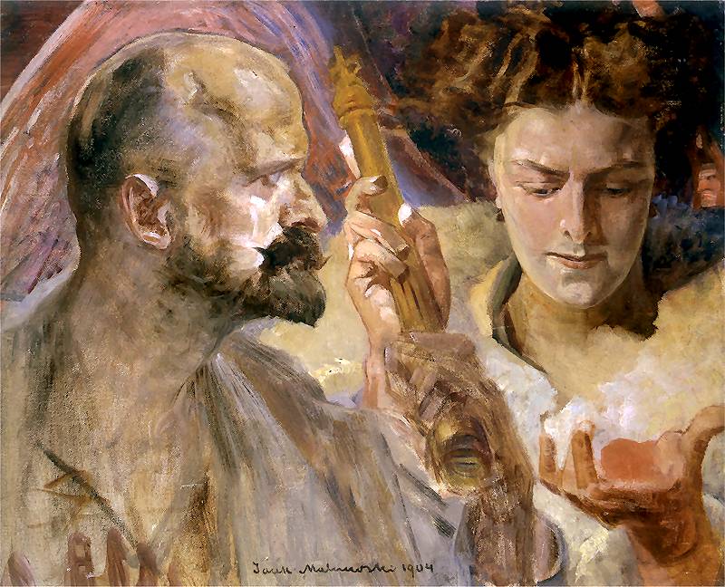 Self portrait with the muses - Jacek Malczewski Tablo
