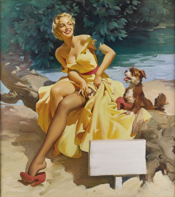 Shaw Barton Calendar Company pinup (1950) - Haddon Sundblom Tablo