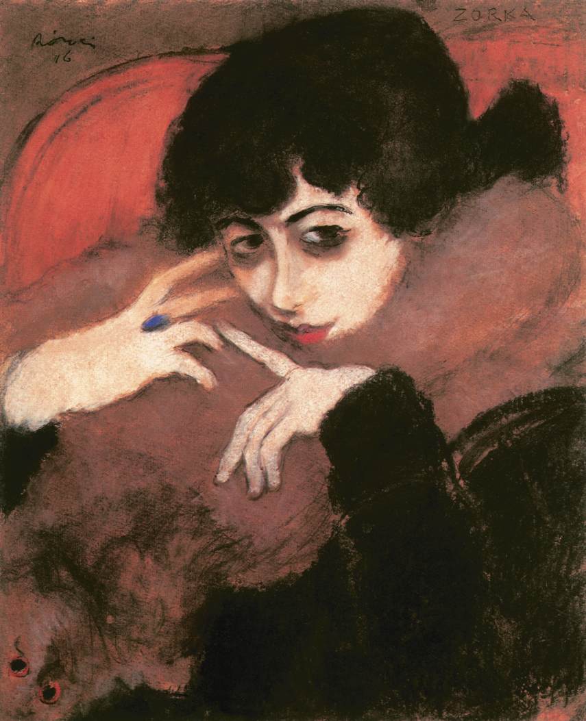 Shivering Girl with a Blue Ring - József Rippl-Rónai Tablo