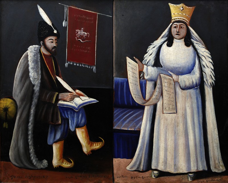 Shota Rustaveli and Queen Tamar (1915) – Niko Pirosmani Tablo
