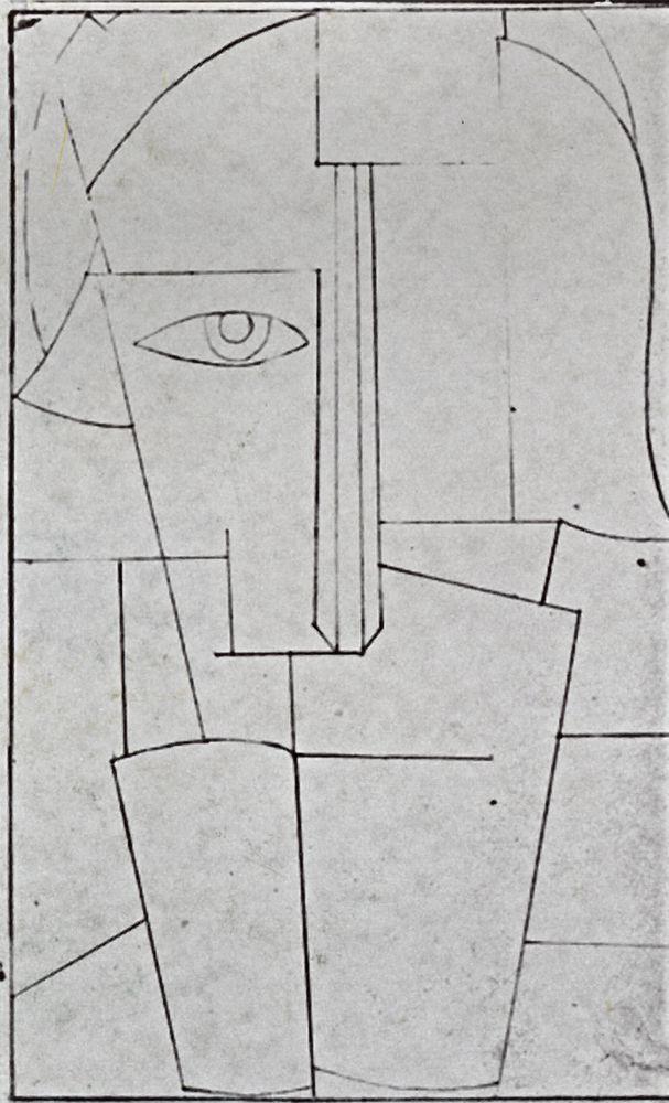 Sketch for a Portrait of Ivan Klyun - Kazimir Malevich Tablo