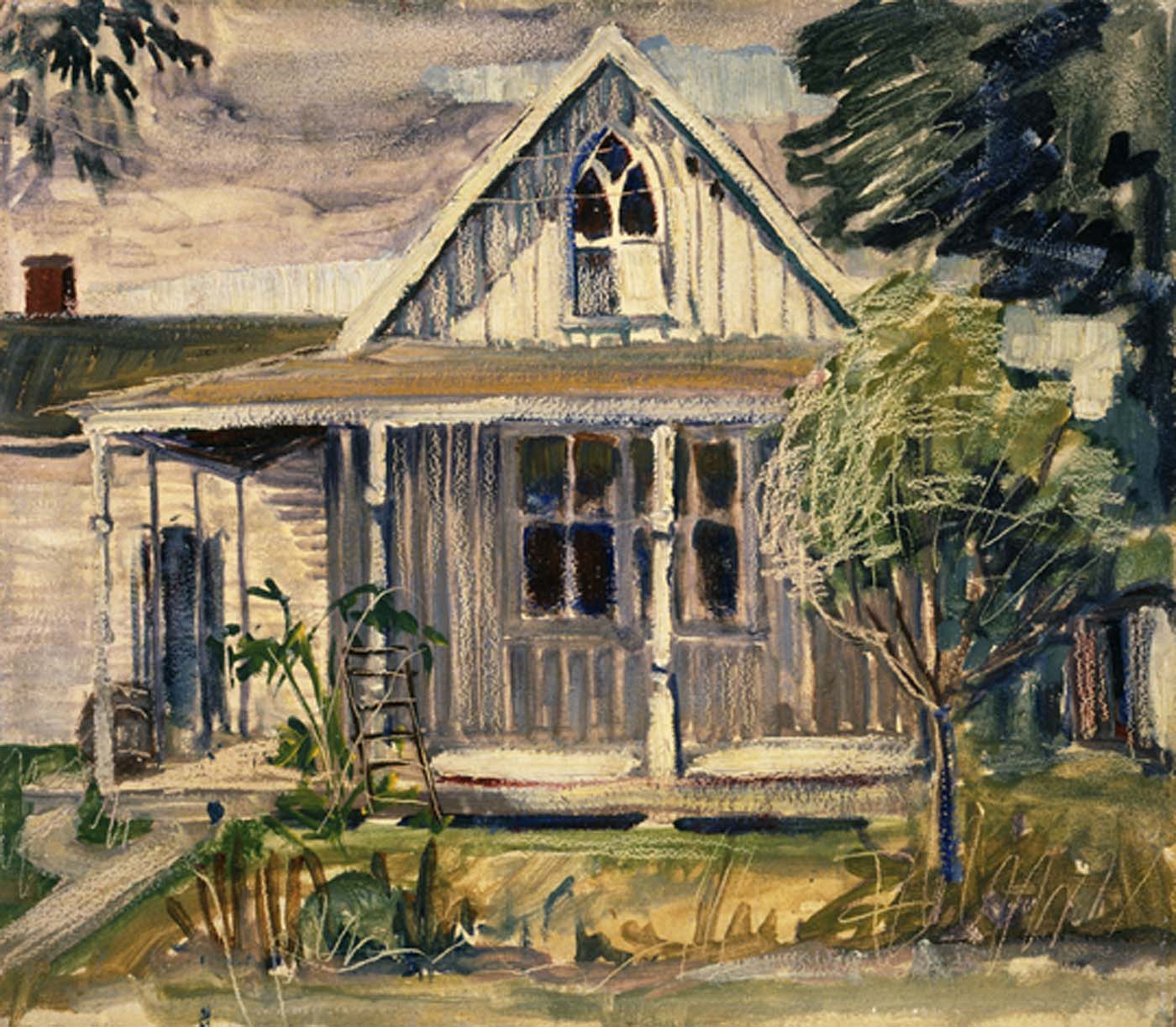 Sketch for house in American Gothic (1930) - Grant Wood Tablo