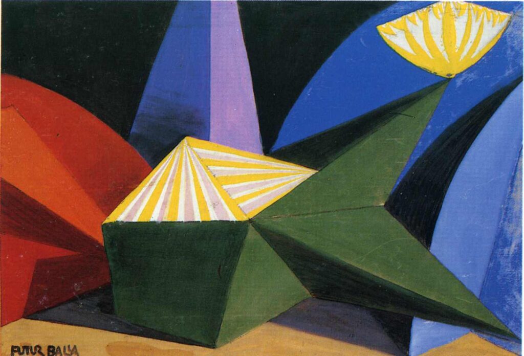 Sketch for the ballet by Igor Stravinsky Fireworks (Feu d'artifice) (1915) - Giacomo Balla Tablo