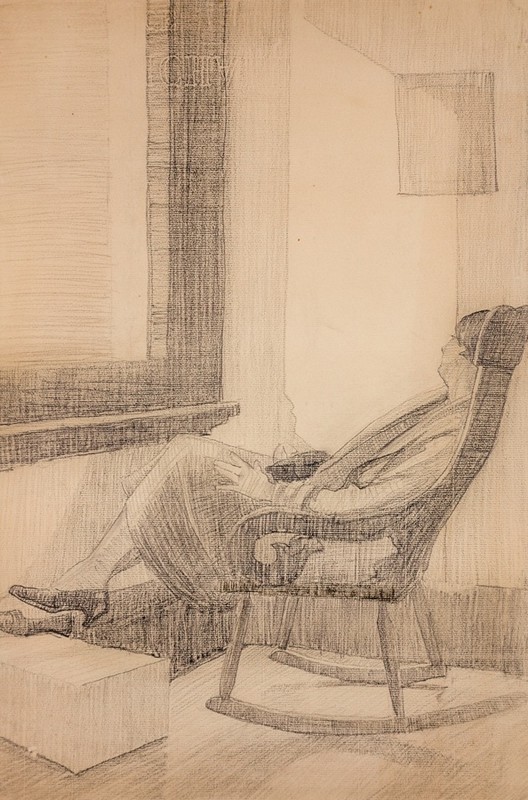 Sketch of a Woman Sitting by A Window (1927) - Dorrit Black Tablo