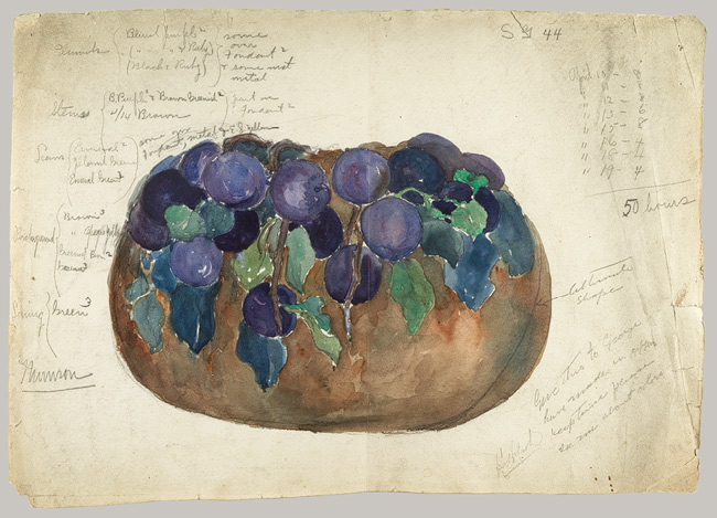 Sketch of enamel bowl (1899) – Louis Comfort Tiffany Tablo