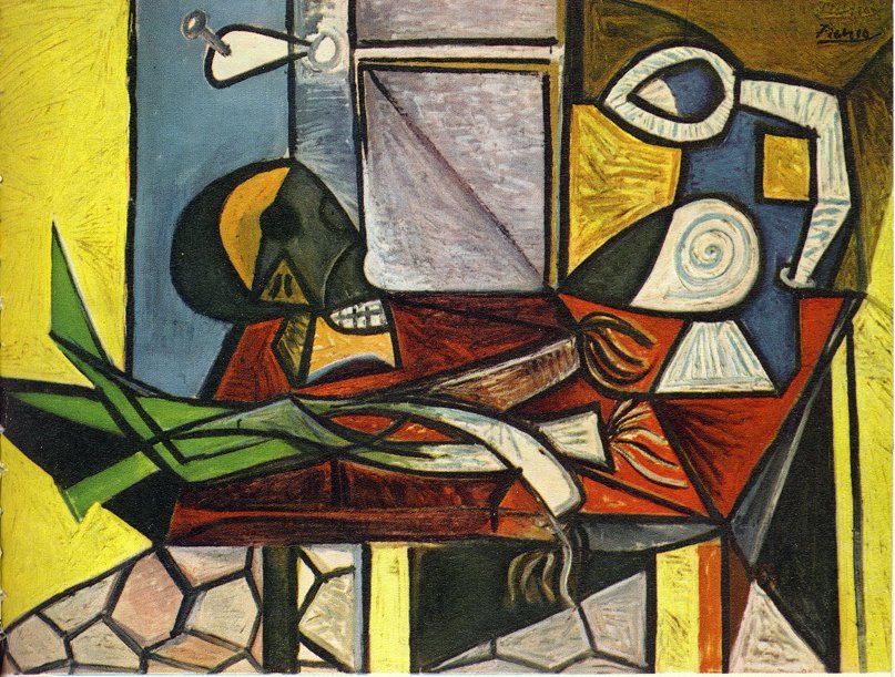 Skull and leeks (1945) - Pablo Picasso Tablo