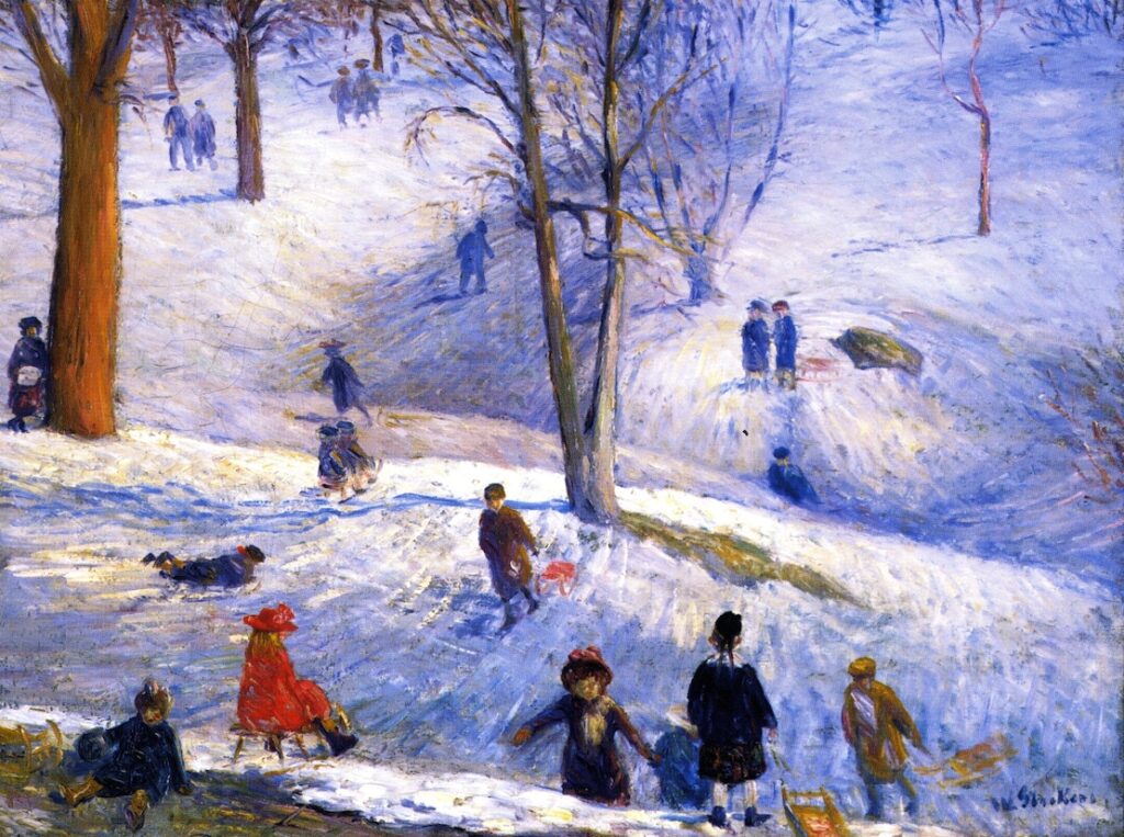 Sledding (1912) - William James Glackens Tablo